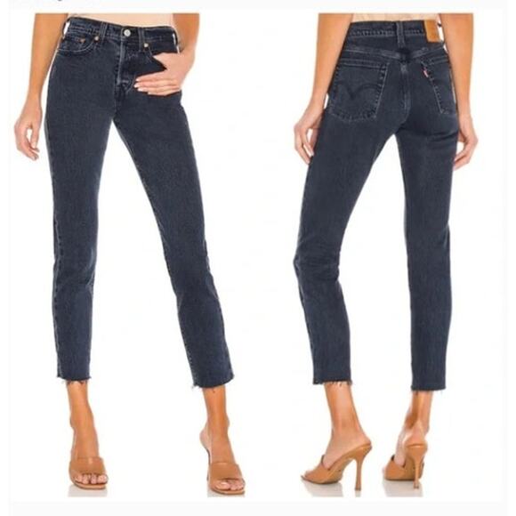 Levi's Premium High Rise Button Fly Wedgie Icon in Black & Blue‎ Women's Size 26 - Picture 1 of 5